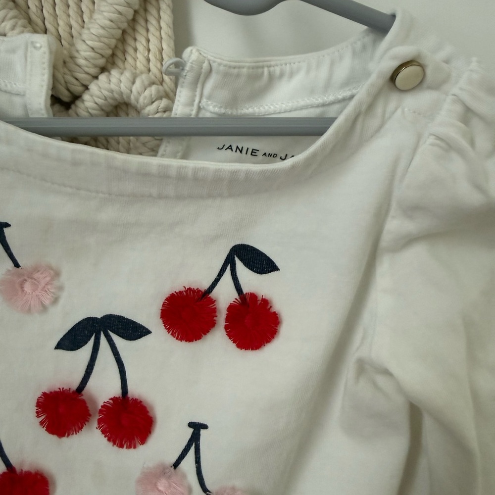 Janie and Jack White Cherry Long Sleeve Tee - Picture 2 of 4